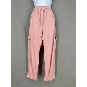 Gap Pants Women XL Pink Cargo Linen Easy Pastel Comfort Summer Beach Casual Crop